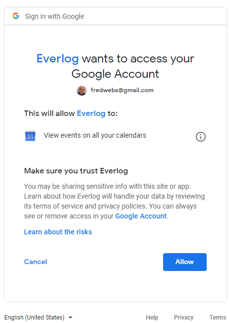 Google OAuth Dialog